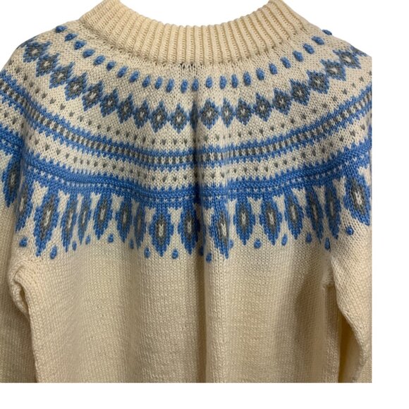 Dale of Norway Women’s Cardigan Pure New Wool Blue Ivory Fair Isle Sz L-XL - Picture 7 of 15